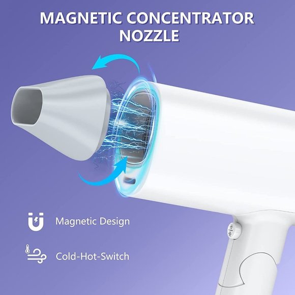 NEW FUNWIND 1875W PROFESSIONAL IONIC HAIR DRYER WITH FOLDABLE HANDLE-TRAVEL - Picture 8 of 15